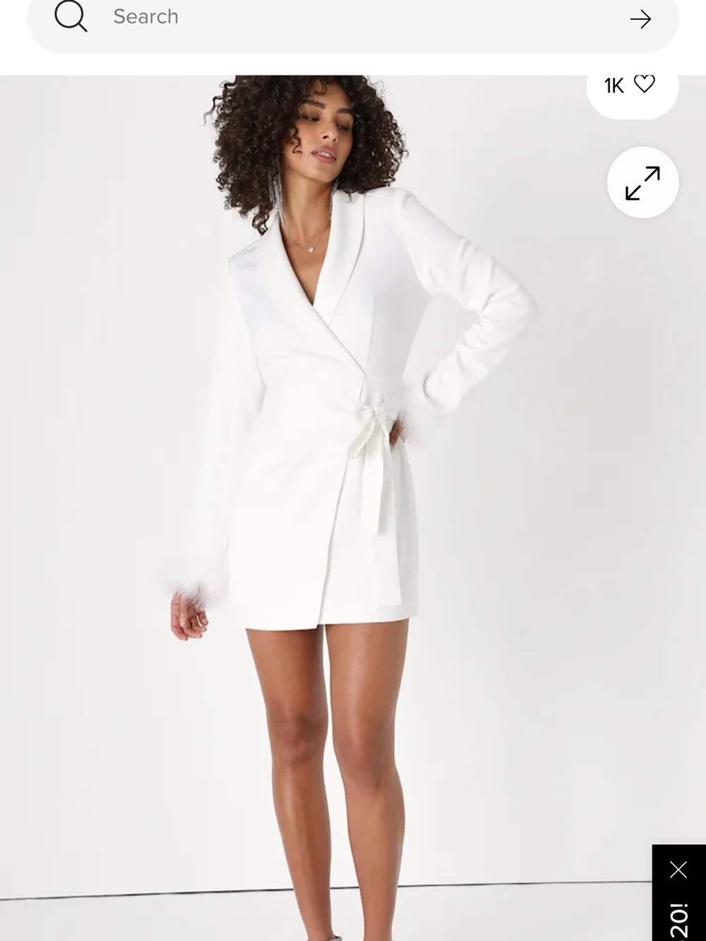 Lulu's White Satin-Feather Wrap Mini Dress
